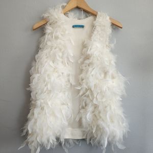 Alice + Olivia white feather vest xs